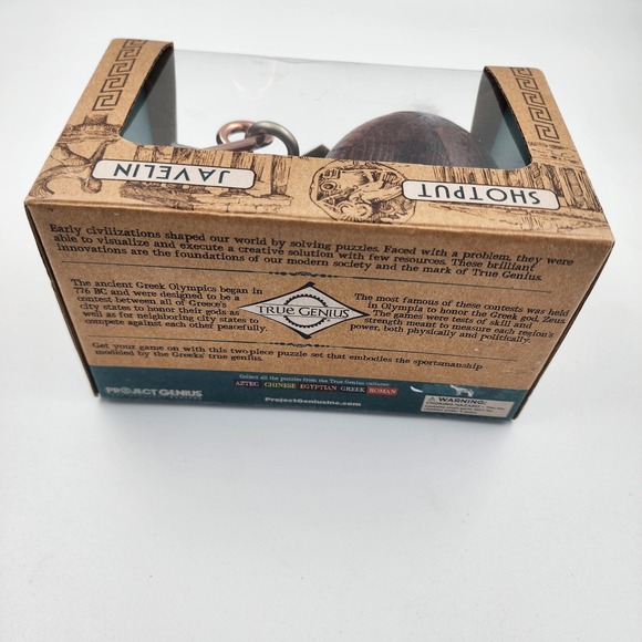 True Genius Shotput Javelin Wood Metal Brainteaser Puzzle Kids NIB - Picture 3 of 4